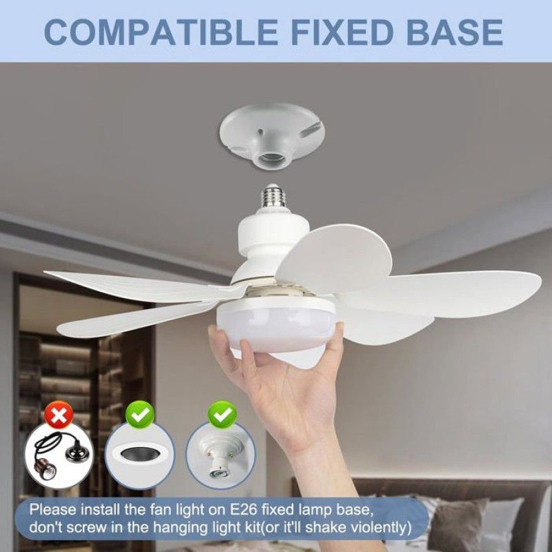 Deckenventilator Mit E27-schraubgewinde, 20,5 Zoll, 40 W, Mit Dimmfunktion Über Fernbedienung.