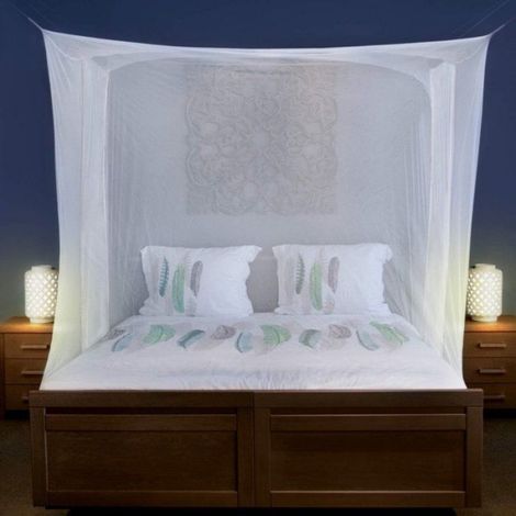 Moskitonetz Fürs Bett, 200 X 180 X 180 Cm, 2 Öffnungen, 6 Befestigungspunkte, 256 Maschen, Polyester