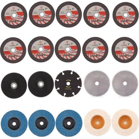 15 Trennscheiben 76 Mm + 3 Schleiflamellen + 2 Polierfilzpads, Geeignet Für Cuneary Mini-schleifmaschinen