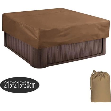 Quadratische, Wasserdichte Whirlpoolabdeckung Für Den Außenbereich, Aus 190t Polyestergewebe, Farbe: Kaffeebraun, Maße: 215 X 215 X 30 Cm