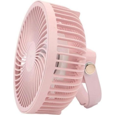 Tragbarer Campingventilator Mit Led-licht. Vier Funktionen In Einem. Drei Einstellbare Geschwindigkeitsstufen (pink).