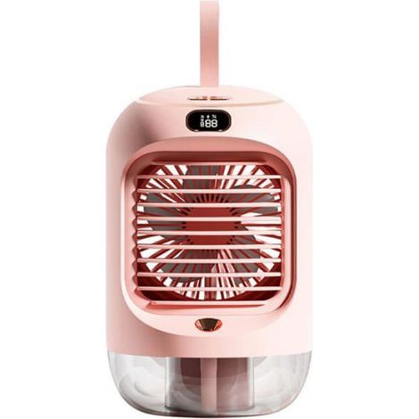 Tischventilator, Tragbarer Sprühventilator, Geschwindigkeitsregulierung, Drehbar, Rosa