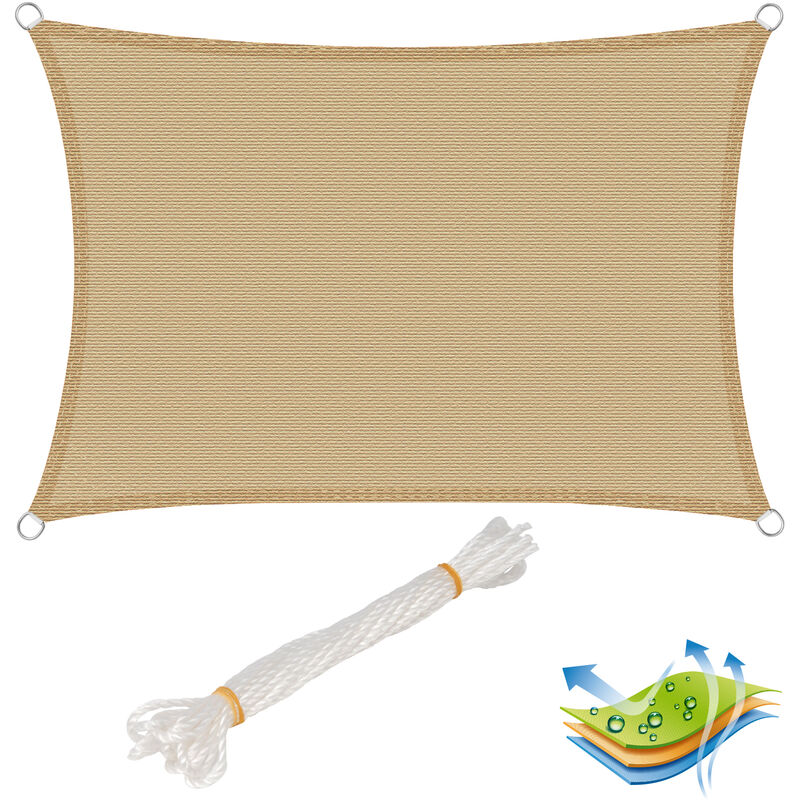 Woltu Quadratisches Sonnensegel (4 X 6 M), Hdpe, Sonnenschutz Mit Uv-blockierung Für Garten/terrasse, Farbe: Sand