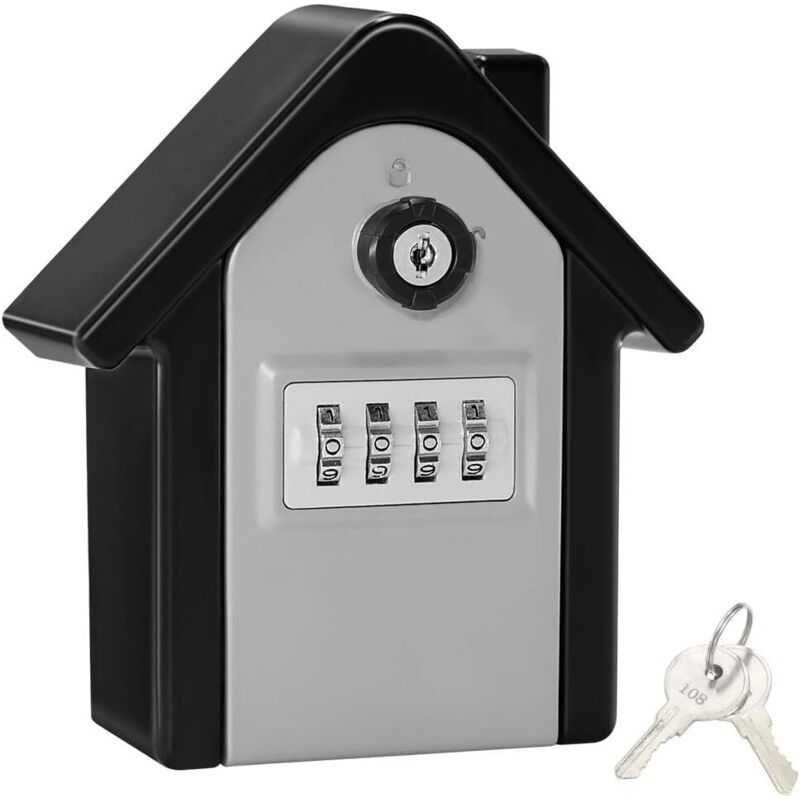 Wandmontierter, Sicherer Schlüsseltresor Mit Digitalem Code Und Notfallschlüsseln, Extra Großer Xl-schlüsseltresor, Schlüsseltresor Für Den Außenbereich Für Haus, Büro, Fabrik, Garage (schwarz) - Fei