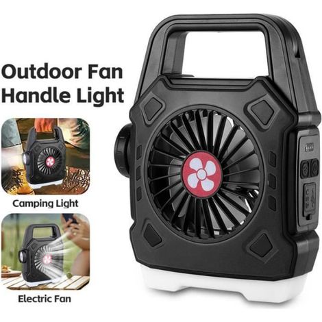 3-in-1 Campingventilator – Schwarz – Tragbar – Usb-aufladbar – Leicht – Wasserdicht