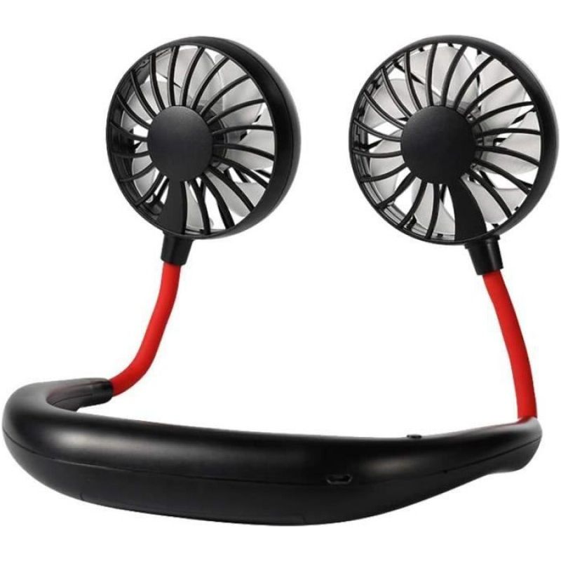 1 Nackenventilator, 2 Rotierende Köpfe, 2000-mah-akku, 3 Geschwindigkeitsstufen, Usb-anschluss, Led-beleuchtung, Aromatherapie, Geeignet Für Sport, Camping Und Büro