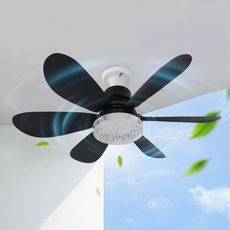 1 Deckenventilator, Schwarz, 52 Cm, Mit Fernbedienung, Led-licht, E27-fassung, Für Schlafzimmer Oder Wohnzimmer
