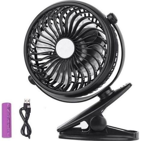 Clip-ventilator – Zum Einstecken – 360°-drehung – Geeignet Für Zuhause, Büro Und Auto – Schwarz