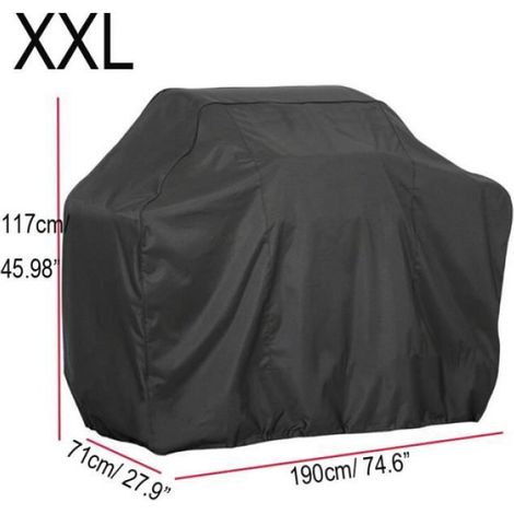 Grillzubehör, Schwarze Wasserdichte Grillabdeckung, Regenschutz, Geeignet Für Gas-, Holzkohle- Und Andere Grills – Xxl 190 X 117 X 71 Cm