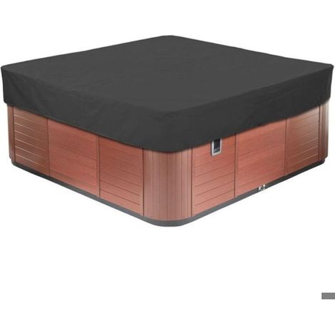 Quadratische Garten-whirlpoolabdeckung, Wasserdichte Poolabdeckung Aus 210d Oxford-gewebe, Schwarz, 231 X 231 X 30 Cm