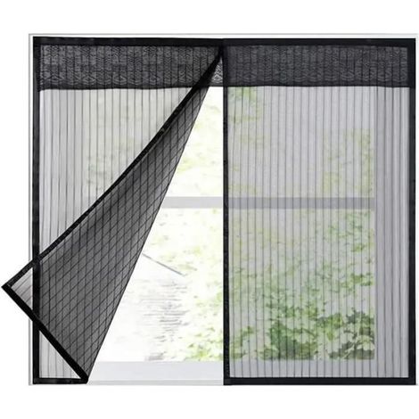 Moskitonetz Mit Klettverschluss, 120 X 120 Cm, Insektenabweisend, Magnetisch, Schwarz