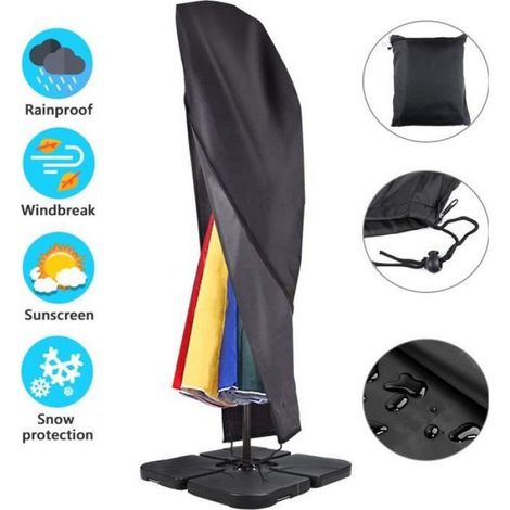 Sonnenschirmhülle – 210d Oxford-gewebe – Wasserdicht – Schwarz – Mit Versetzter Stange