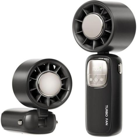Mini-turboventilator – 12 Stunden Akkulaufzeit – Zusammenklappbar – Ideal Für Reisen Und Büro – Schwarz