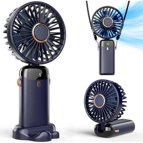Mini-usb-ventilator, Kleiner Ventilator Mit Fünf Geschwindigkeitsstufen, Mit Standfuß, Faltbarer Tischventilator (dunkelblau)