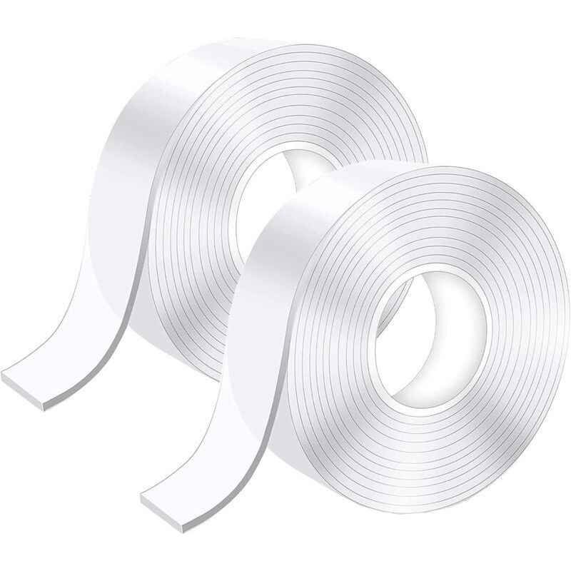5 M Extra Starkes Doppelseitiges Klebeband, Abwaschbares Transparentes Nano-klebeband, Abnehmbares Doppelseitiges Klebeband (2 Stück)