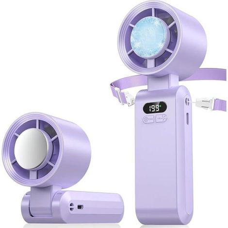 Tragbarer Ventilator, Ultraschnell (10 M/s), Usb-aufladbarer 5000-mah-akku, 1–199 Geschwindigkeitsstufen, Lcd-display, Taschenventilator In Lila