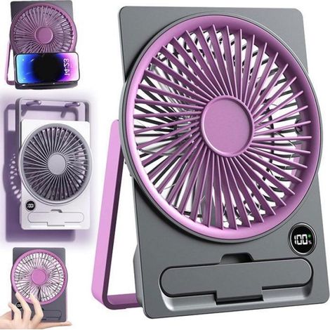 Mini-vettilator – Usb-aufladbarer Vettilator – 180° Verstellbar – 6 Kanäle – Lcd-display – Premium-qualität