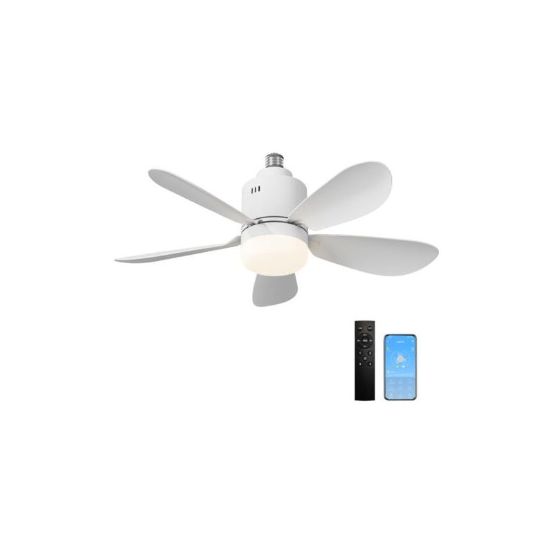 Deckenventilator Mit Licht, App- Und Fernbedienungssteuerung, Led-deckenventilator, Dimmbar, 24 W E27 Integrierte Leuchte, 4 Geschwindigkeitsstufen, Leise, Geeignet Für Das Wohnzimmer