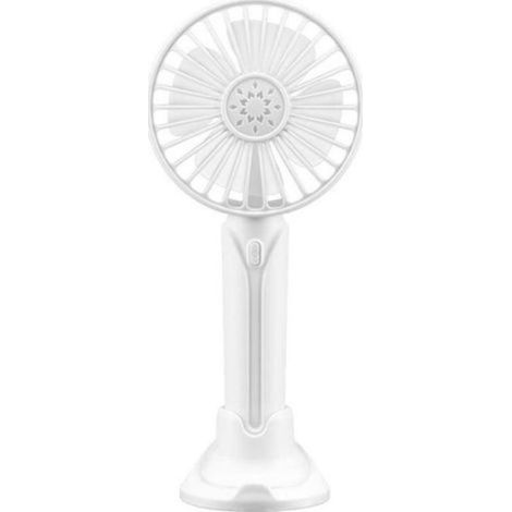 Weißer, Wiederaufladbarer Tragbarer Ventilator, 3 Geschwindigkeitsstufen, Inklusive Standfuß, Ideal Für Den Sommer.