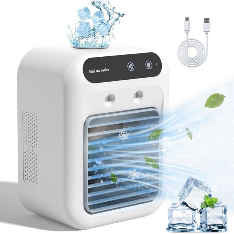 Luftkühler (mini-klimaanlage) Für Büro Und Schlafzimmer – Wiederaufladbar – Weiß – Hochwertiges Und Langlebiges Produkt