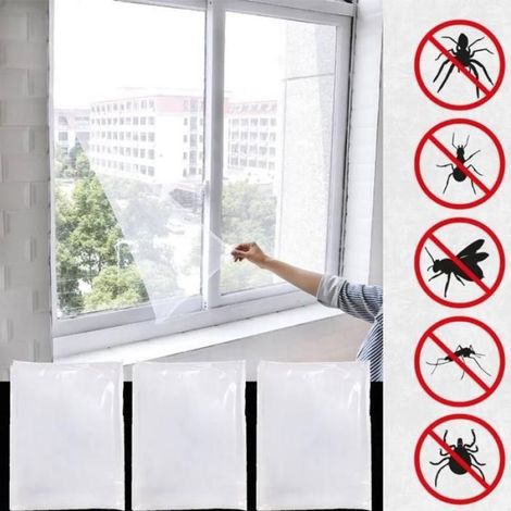 Set Mit 3 Moskitonetzen 150 X 200 Cm, Moskitonetz Mit Klebeband, Für Fenster (weiß)