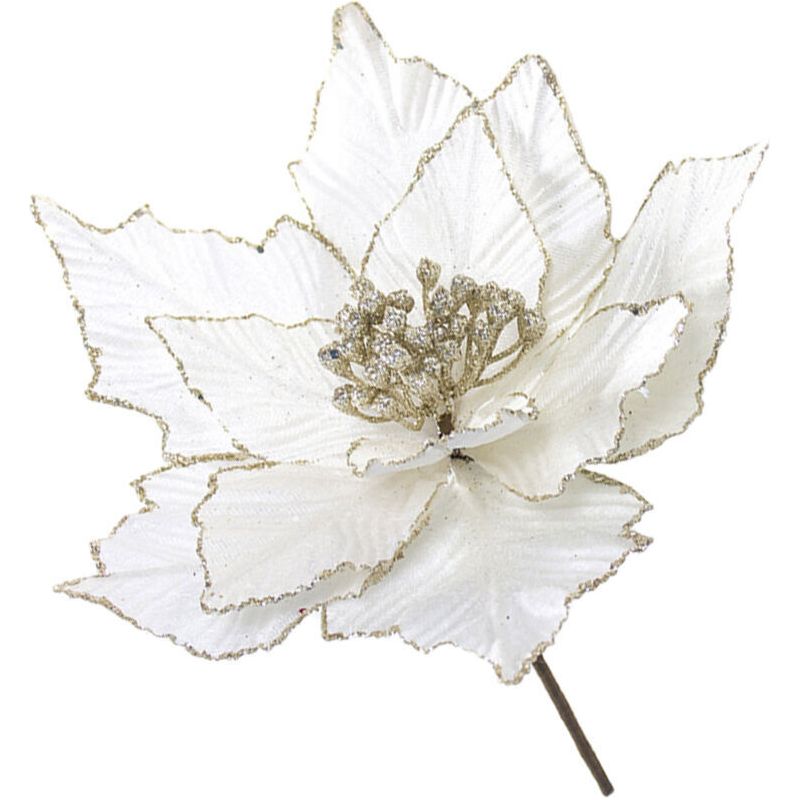 Künstliches Weihnachtsgesteck Aus Blumen Und Blättern – Stil B, Weiße Staubgefäße, 24 X 28 Cm