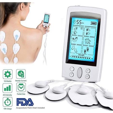 Tens-schmerzlinderungs- Und Ems-muskelstimulationsgerät – 16 Massageprogramme + 8 Elektroden