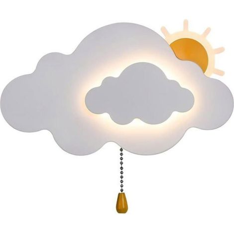 Wolkenförmige Wandleuchte Für Kinder Mit Schalter, Für Mädchen- Oder Jungenzimmer, Weiß, Sanftes Licht