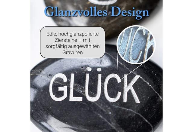 Intergarden Zierkies mit Gravur Poliert & Hochglanz, 8 Dekorative Steine im Set