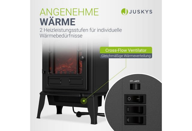 Juskys Elektrokamin 2000W Schwarz