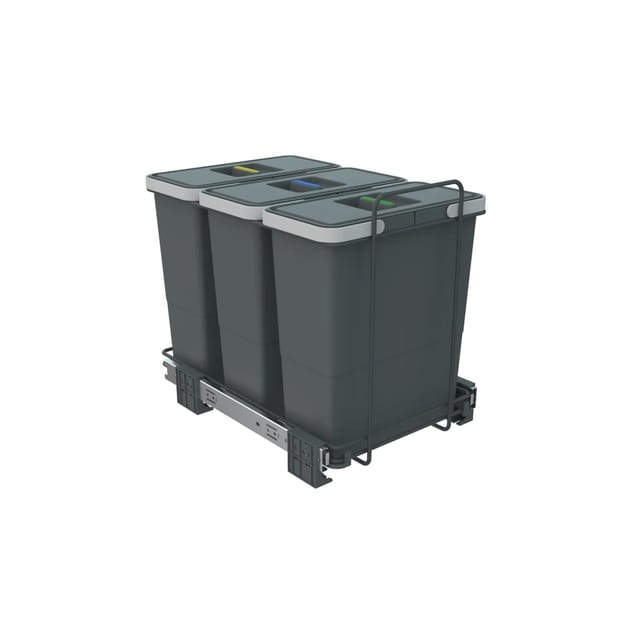 SOTECH Abfallsammler Mülleimer Ecofil 3x 12L mit Deckel Voll Ausziehbar Korpusbreite Ab 40 cm