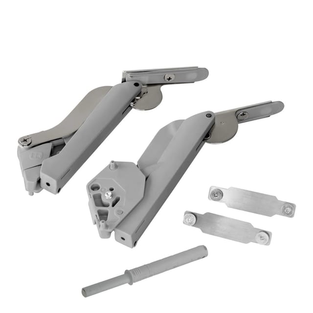 Kesseböhmer FREEspace Klappenbeschlag Typ D Silbergrau für 2,2 Bis 9,3 kg Klappengewicht mit Push to Open