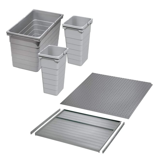 Ninka Abfalltrennsystem Eins2vier KB 600 mm 2x 11,5L 25L Alugrau für Seitenstärke 16 mm