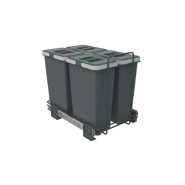 SOTECH Abfallsammler Mülleimer Ecofil 4x 8L mit Deckel Abfallsystem für Korpusbreite Ab 40 cm