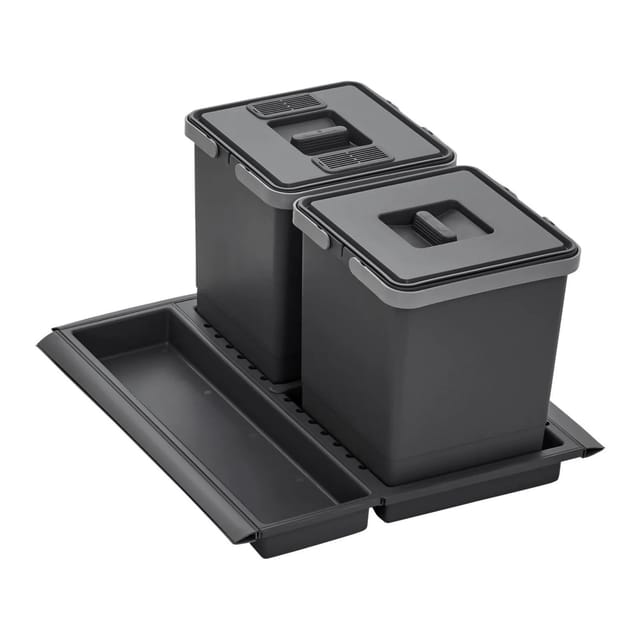 SOTECH Abfallsammler Mülleimer Metropolis 2x 10L mit Deckel Abfallsystem für Auszug Korpusbreite 50 cm