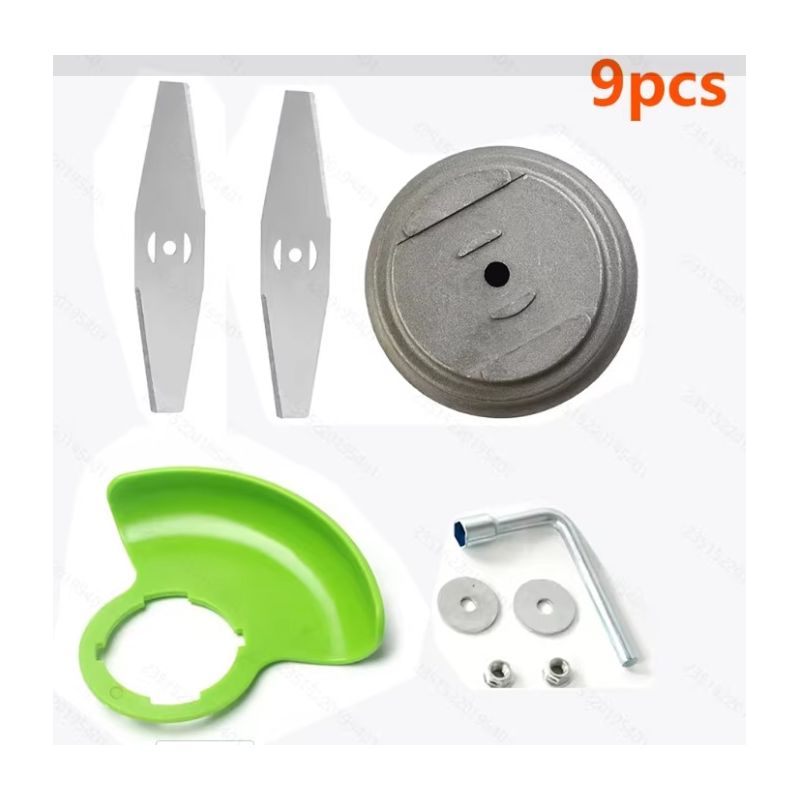 9-teiliges Set: Grasschutz, Schraubenschlüssel, Muttern, Unterlegscheiben, Diamantklingen Und Aluminiumhalterung Für Lithium-freischneider