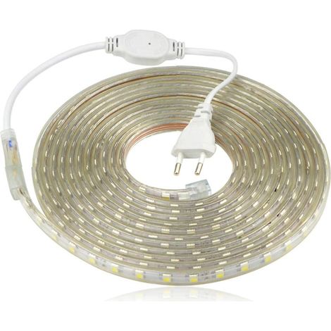 Ersandy – Wasserdichter Led-streifen (220 V) – Warmweißes Licht – 4 M Länge – Schutzart Ip67 Für Den Innen- Und Außenbereich – Transparente Silikonhülle