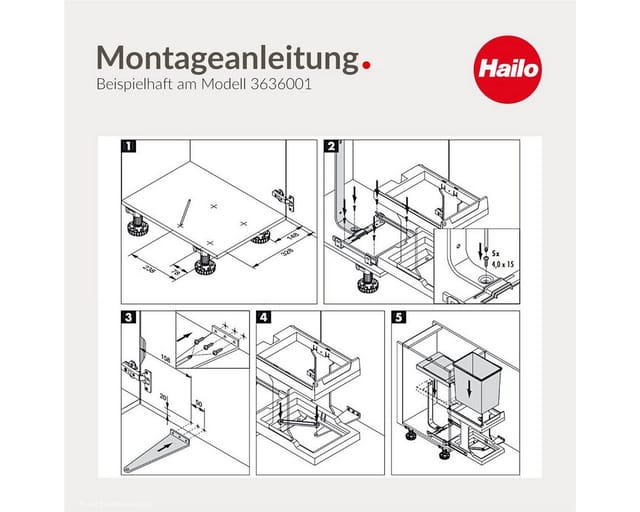 HAILO Abfallsammler Mülleimer Solo 20L Dunkelgrau mit Ausfahrautomatik 3636001