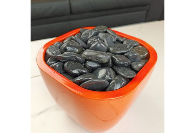 Intergarden Zierkies Dekosteine Schwarz Poliert 10 kg Kieselsteine Garten 2-3 cm Flusssteine Ziersteine Deko-Kies