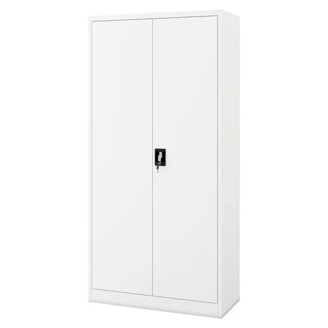 Jan Nowak Metallschrank Aktenschrank 90x185x40 cm mit Zylinderschloss und 4 Fachböden Weiß