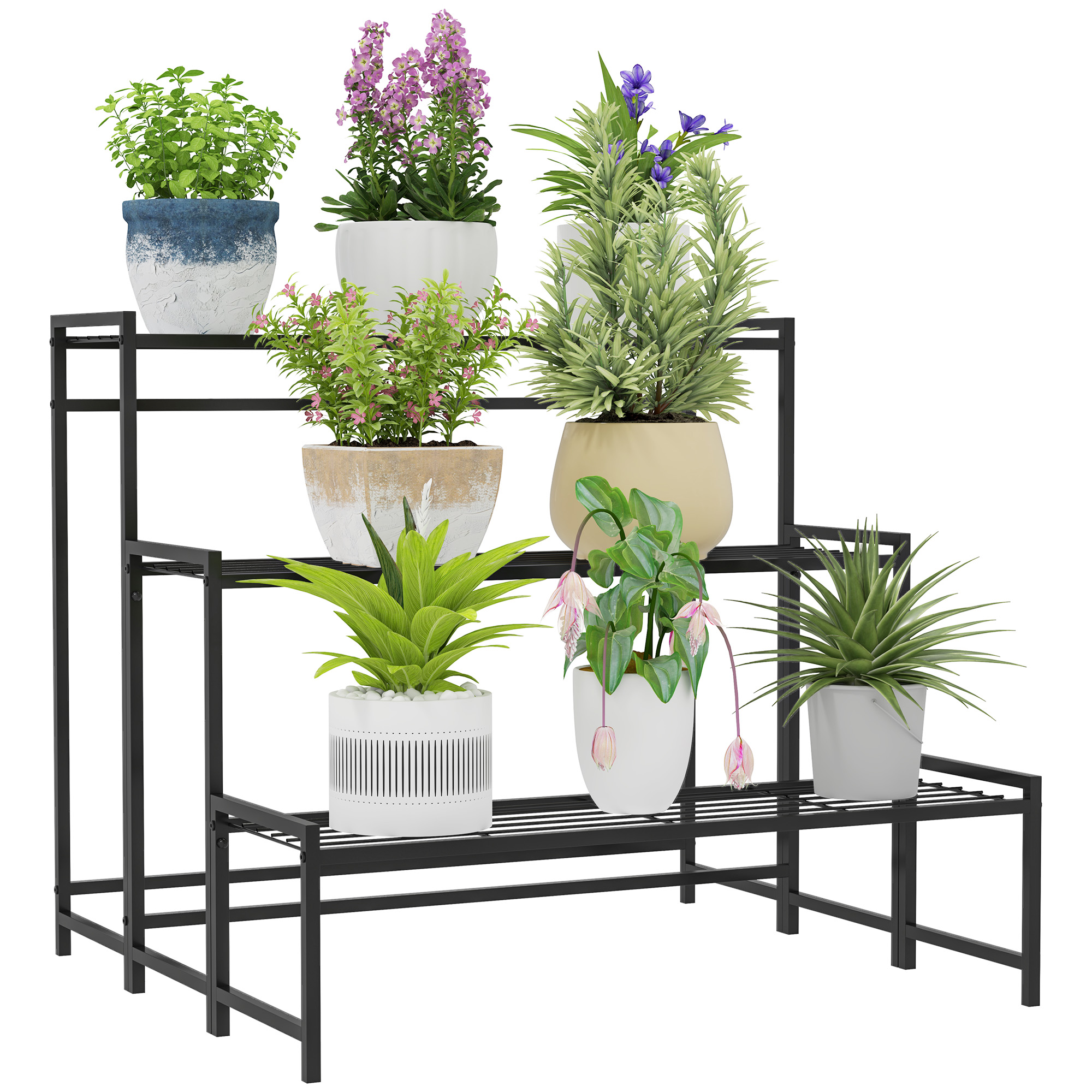 Blumenständer Dreistufiges Design Metall Homaire 75.0 X 70.0 X 66.0 Cm - Schwarz