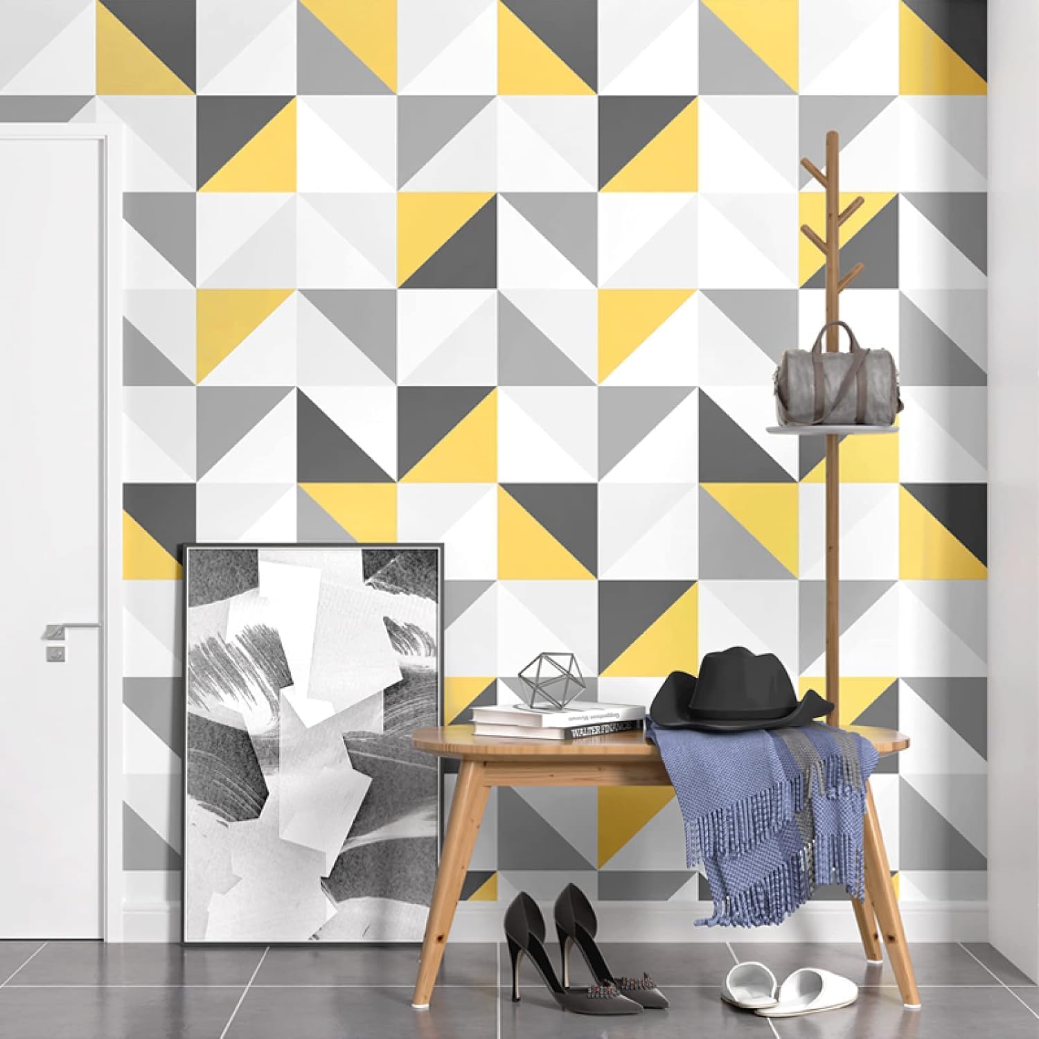 Jssevn - 30 X 30 Cm, 11-teiliges Abstraktes Geometrisches Gittermuster, Tapete, Wandbild, Stoff, Wohnzimmer-hintergrunddekoration, Individuelle 3d-wanddekoration, Tapetenkleister