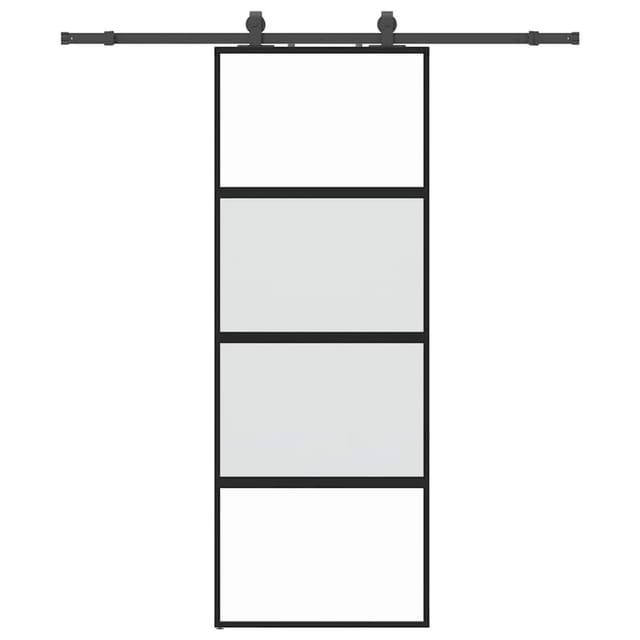 vidaXL Schiebetür mit Beschlag Schwarz 76x205 cm Hartglas 3375829