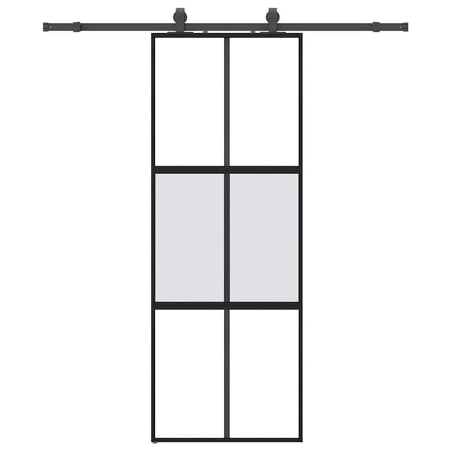 vidaXL Schiebetür mit Beschlag Schwarz 76x205 cm Hartglas 3375823