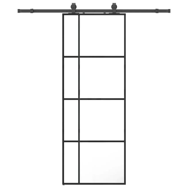 vidaXL Schiebetür mit Beschlag Schwarz 76x205 cm ESG-Glas 3375808