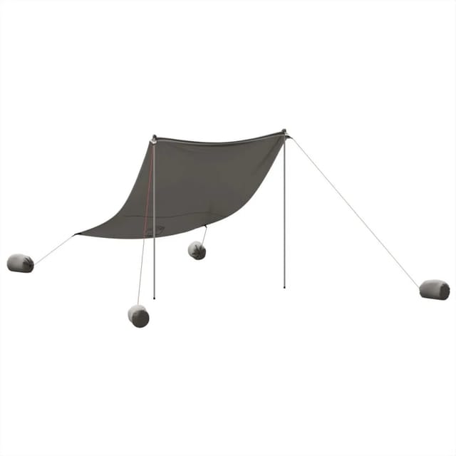 vidaXL Strand-Schattenzelt mit Sandsäcken Grau 214x236 cm 4008643