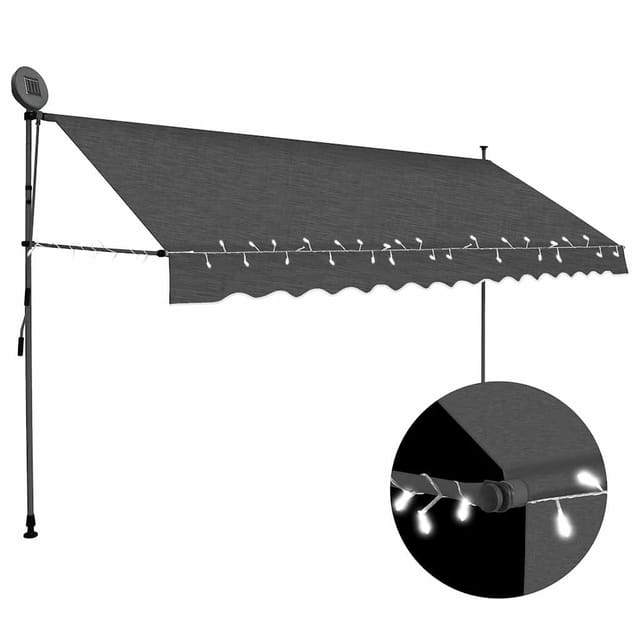 vidaXL Einziehbare Markise Handbetrieben mit LED 400 cm Anthrazit 145868
