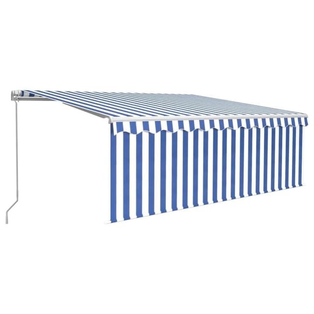 vidaXL Markise Manuell Einziehbar mit Rollo 4x3 m Blau und Weiß 3069296