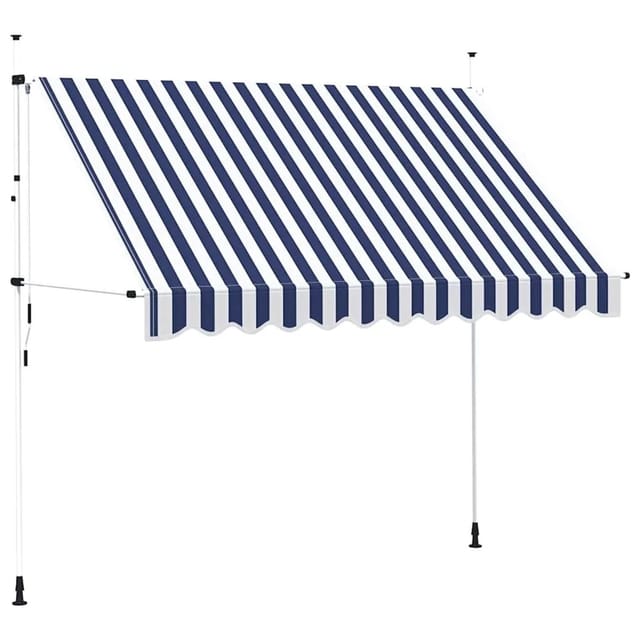 vidaXL Einziehbare Markise Handbetrieben 300 cm Blau/Weiß Gestreift 43222