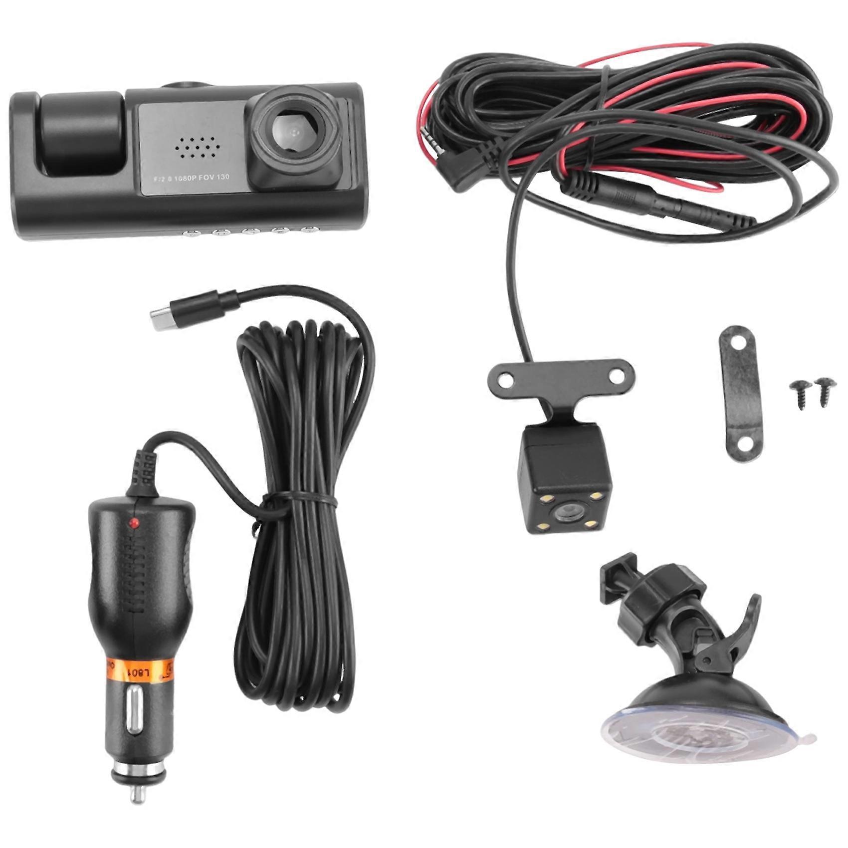 Auto-dashcam Mit 3 Kameras, 3 Kanälen, Hd 1080p, Front- Und Rückkamera, Nachtsicht
